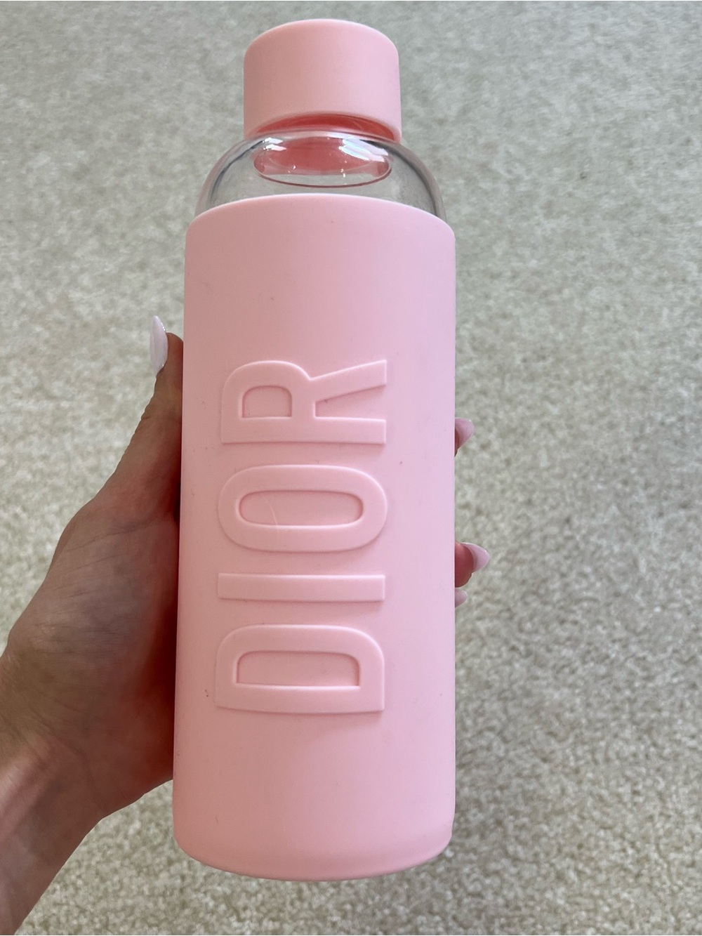 Authentic Christian Dior Beauty Pink Glass Water Bottle